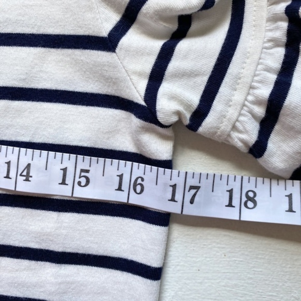 J. Crew Black and Ivory striped ruffle bell sleeve shift‎ dress - Picture 7 of 10